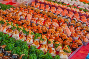 Sushi many in the market Thailand.