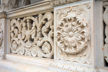 Architectural railing detail from Sambata de Sus Monastery in Tr