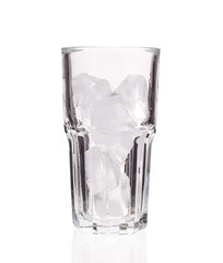 Glass with ice cubes.