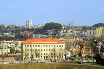 Obraz premium Vilnius city Zverynas district aerial spring view