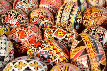 Fototapeta na wymiar Easter decorated eggs