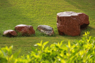 Камни на зелёной траве