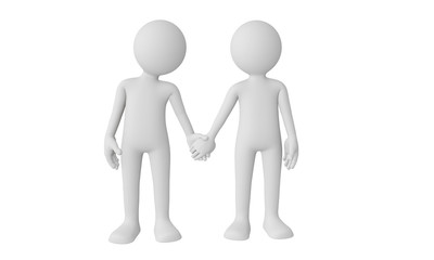 3D couple holding hands