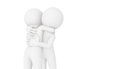 3d man hug with love
