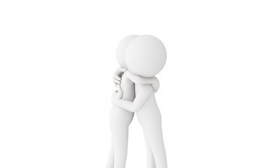 3d man hug with love