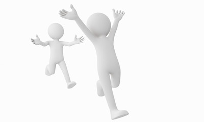 3d man run away from the other