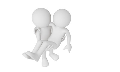 3d man carry other man