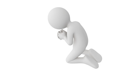 3d man praying isolated with white background