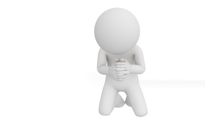 3d man praying isolated with white background