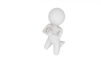 3d man praying isolated with white background