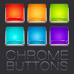 Set of Colorful Chrome Buttons, vector icons