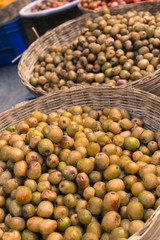 The street vendor sels his fruits and vegetables in Thamel in Ka