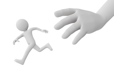 3d man run away from giant