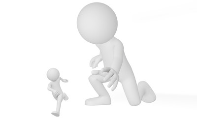 3d man run away from giant