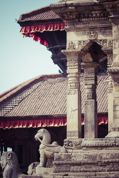 Temples of Durbar Square in Bhaktapur, Kathmandu, Nepal.