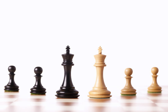Mixed black and white chess pieces