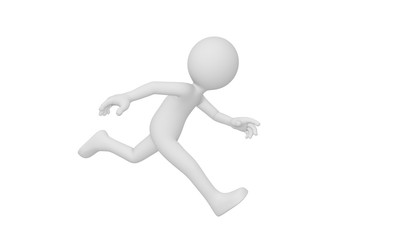 3d man run, Isolated on white background