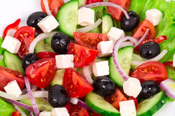 Close up of greek salad.