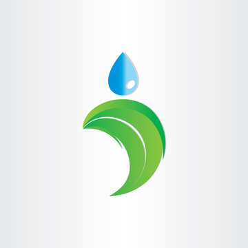 drop of water on leaf freshness eco symbol