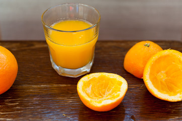Orange juice and oranges