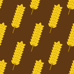 Seamless yellow ripe wheat spikes pattern