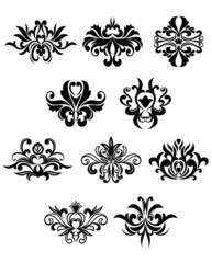 Damask flourish black design elements