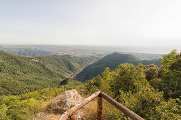 Fototapeta na wymiar View of tuscany coast from Apuan Alps