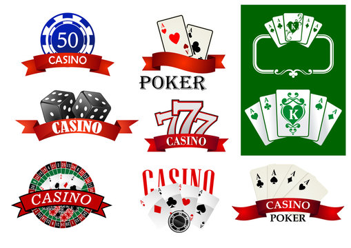 Casino and poker emblems or badges