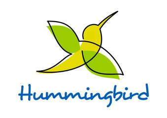 Bright silhouette of flying hummingbird