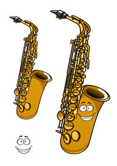 Naklejka premium Shining brass saxophone cartoon character