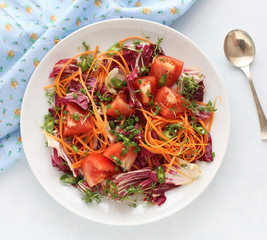 Radicchio Salat mit Tomaten und Karotten