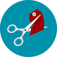 Scissors Cutting a Price Tag Flat Icon
