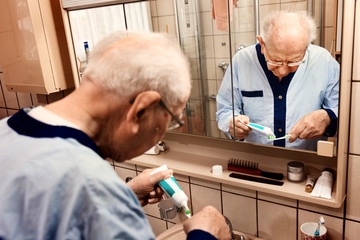 Senior in the bathroom