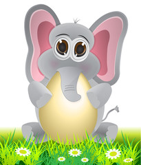 elephant holding egg cartoon