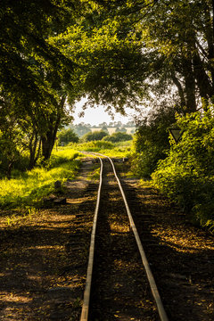 Historic narrow railroad track - Poland, Znin.