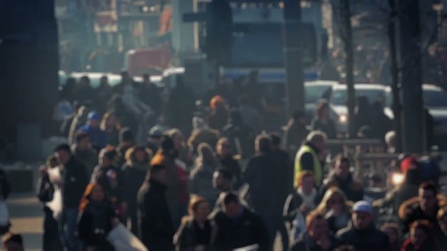 Crowd Of People Deep In City Bokeh