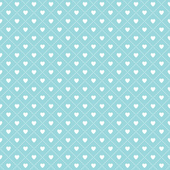 cute seamless hearts lattice background pattern aqua white