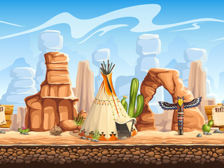 Tileable horizontal background wild west. Set3 © nearbirds