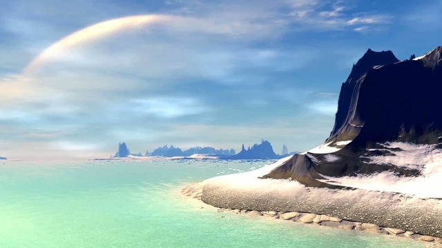 Fantasy alien planet. Rocks and  moon
