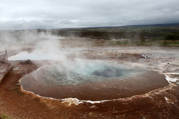 Geothermal hot water at the geysir district in Iceland