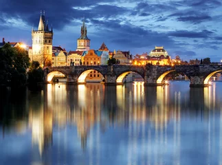 Peel and stick wall murals Picture of the day Prague bridge at night