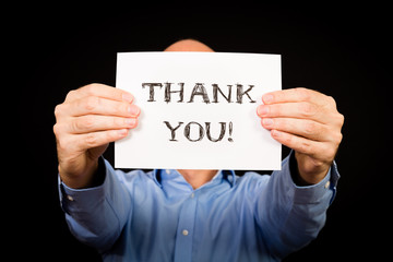 Man with Thank You sign