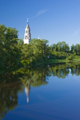 Fototapeta na wymiar Monastery with river