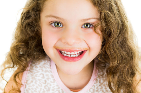 Cute Little Preschooler Girl With Chocolate Milk Mustache