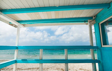 white and blue terrace