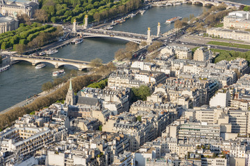 Fototapeta premium Aerial view from Eiffel Tower on Seine River - Paris.
