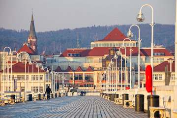 View from the pier on the architecture of Sopot, Poland - obrazy, fototapety, plakaty