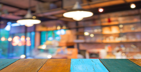 Coffee shop blur background with bokeh