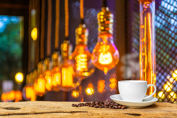 Coffee shop blur background with bokeh