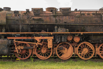 Fototapeta na wymiar Old rusted steam locomotive in the Netherlands